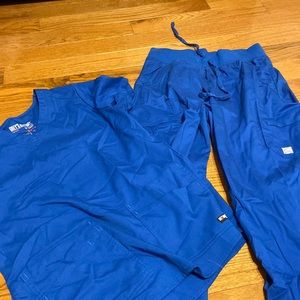 Jogger royal blue scrub top and bottom